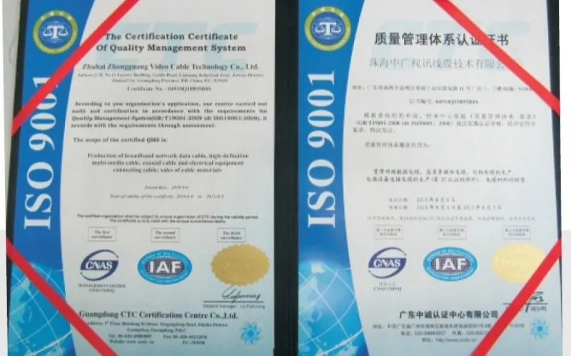 Zong Cable Technology Co., Ltd. Getting the certification of ISO90012008-1