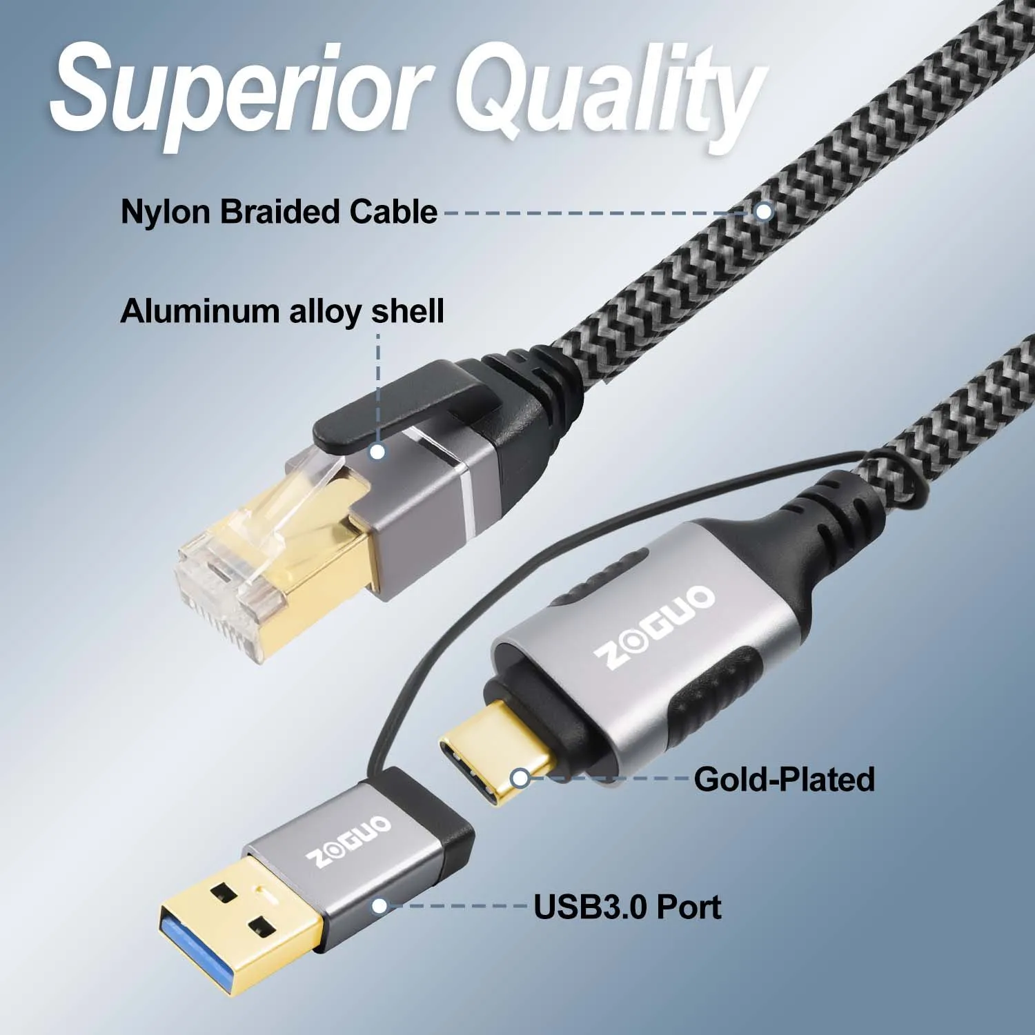 TYPE-C+USB3.0 to RJ45 ZGCR04-9
